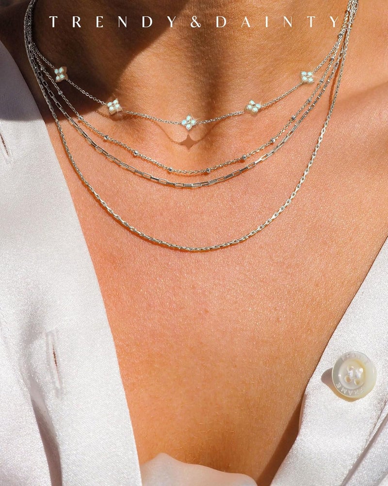 FUNEIA Dainty Silver Gold Necklaces for Women Trendy Non Tarnish 14K Gold Plated Cubic Zirconia Necklace Layered Cute Butterfly Heart Station Choker Necklace Stack for Wedding Prom Brides Jewelry - Image 3